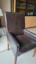 8 lederen stoelen in zeer goede staat, Huis en Inrichting, Stoelen, Ophalen, Bruin, Leer, Vijf, Zes of meer stoelen