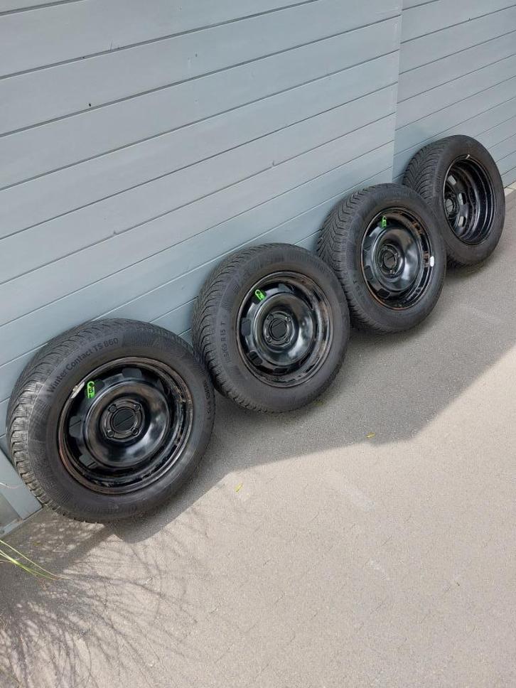 4 Winterbanden Continental 185/65 R15T M+S  op velg, Auto-onderdelen, Banden en Velgen, Banden en Velgen, Winterbanden, 15 inch