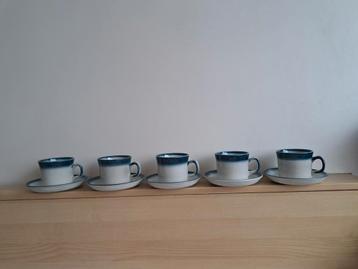 Wedgwood Blue Pacific Coffee Mugs Tea Cups & Saucers,set 5 