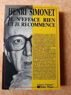 JE N' EFFACE RIEN ET JE RECOMMENCE, SIMONET HENRI, SIMONET, HENRI., Maatschappij en Samenleving, Ophalen of Verzenden, Zo goed als nieuw