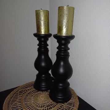 2 grote, matzwarte kandelaars, Huis en Inrichting, Ophalen of Verzenden