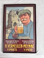 Prachtige oude affiche brouwerij Vermeulen Ieper, Verzamelen, Ophalen, Zo goed als nieuw, Overige typen