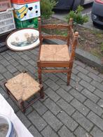 Chaise de coin bois et paille avec repose pieds circa 1940, Enlèvement