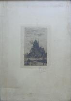 EUGENE LAERMANS / L'EGLISE / ZW-W ETS / 41x32cm / KADER MONO, Ophalen of Verzenden