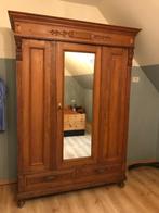 Antieke kleerkast - 1-deurs met spiegel + 2 laden onderaan, Huis en Inrichting, Kasten | Kleerkasten, Gebruikt, Met deur(en), Ophalen