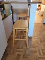 Chaises de bar lot de 2 bois massif d'hévéa, Maison & Meubles, Tabourets de bar, Enlèvement, Neuf, Bois