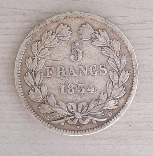 Louis Philippe I, 5 francs, 1834, 'D' Lyon, Timbres & Monnaies, Monnaies | Europe | Monnaies non-euro, Monnaie en vrac, France