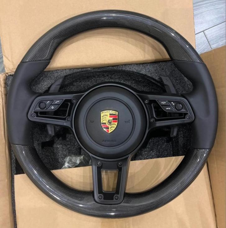 Porsche carbon stuur compleet zwart black on black, Auto-onderdelen, Besturing, Porsche, Nieuw, Ophalen of Verzenden