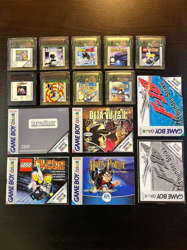 Lot 9 Game Boy Color games en handleidingen, Games en Spelcomputers, Spelcomputers | Nintendo Game Boy, Gebruikt, Game Boy Color