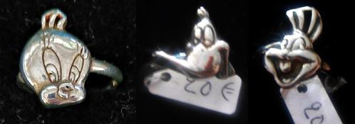 Bague Titi, Daffy Duck ou Bugs Bunny (Looney Tunes), argent, Handtassen en Accessoires, Ringen, Nieuw, Dame of Heer, Zilver, Zilver