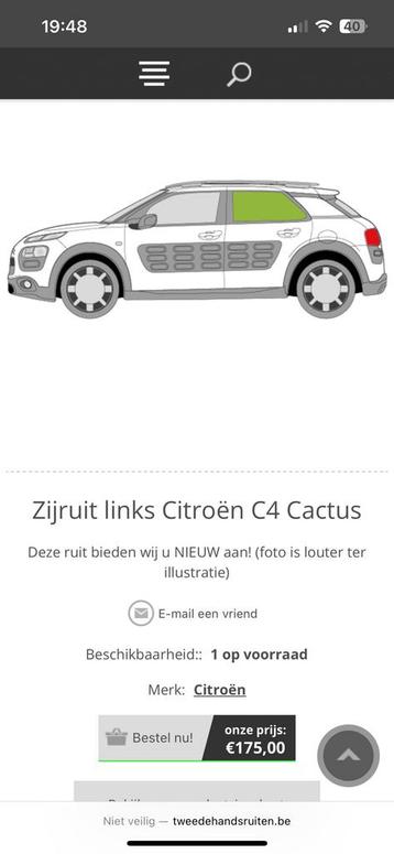 Achterruit links en rechts Citroën cactus c4