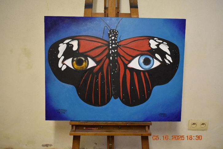 Surréaliste abstraite, 🎨 Le Papillon Espion — Joky Kamo, Antiquités & Art, Art | Peinture | Moderne, Enlèvement