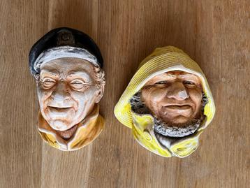 2 Wanddecoratie bustes, schipper en visser  beschikbaar voor biedingen