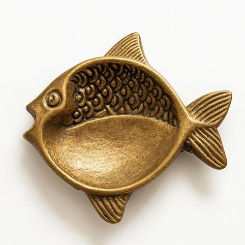 Vintage messing visvormige zakhouder, Huis en Inrichting, Woonaccessoires | Schalen en Manden, Gebruikt, Schaal, Overige vormen