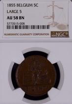 Belgium 5 Cents 1855 AU Zeer Zeldzaam!!, Verzenden, Overig, Losse munt