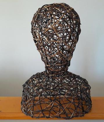 Franse Mid-century rieten mannequin hoofd, Parijs 1950's. beschikbaar voor biedingen