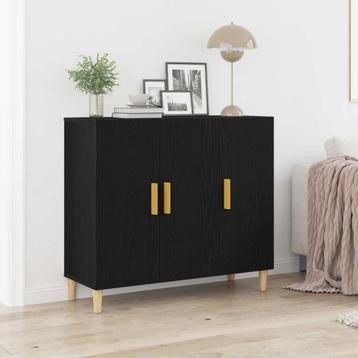 Dressoir Zwart 90 x 34 x 80 cm Bewerkt hout beschikbaar voor biedingen