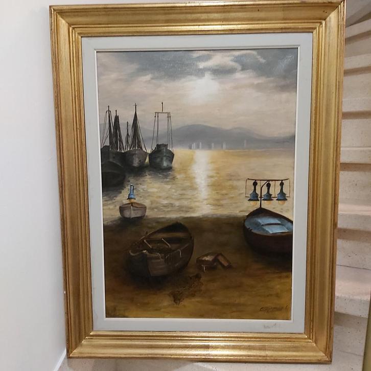 Bateman L. 1965 Marine visserboten haven en strand, Antiek en Kunst, Kunst | Schilderijen | Klassiek, Ophalen of Verzenden