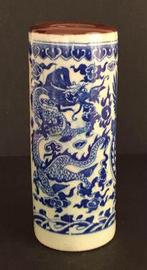 Petit vase rouleau (H: 12,5cm), dragon et phénix - Chine