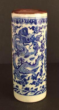 V2 Petit vase rouleau (H: 12,5cm), dragon et phénix - Chine