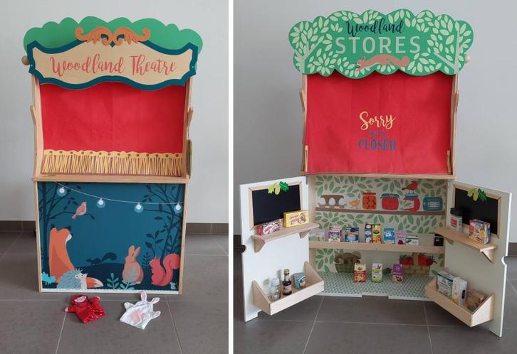 Houten winkel en poppenkast in 1, Kinderen en Baby's, Speelgoed | Overig, Zo goed als nieuw, Jongen of Meisje, Ophalen