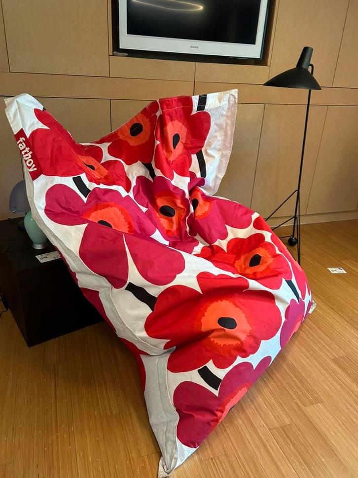 Fatboy Original — editie „rood bloemenpatroon”, Huis en Inrichting, Zitzakken, Zo goed als nieuw, Rood, Ophalen of Verzenden