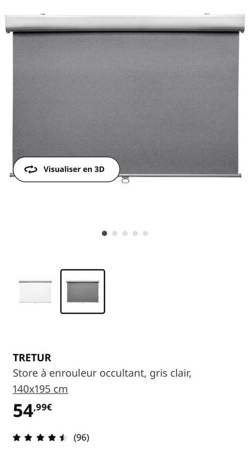 Store enrouleur occultant gris 140x195 cm IKEA TRETUR Neuf, Maison & Meubles, Ameublement | Rideaux & Stores à lamelles, Neuf