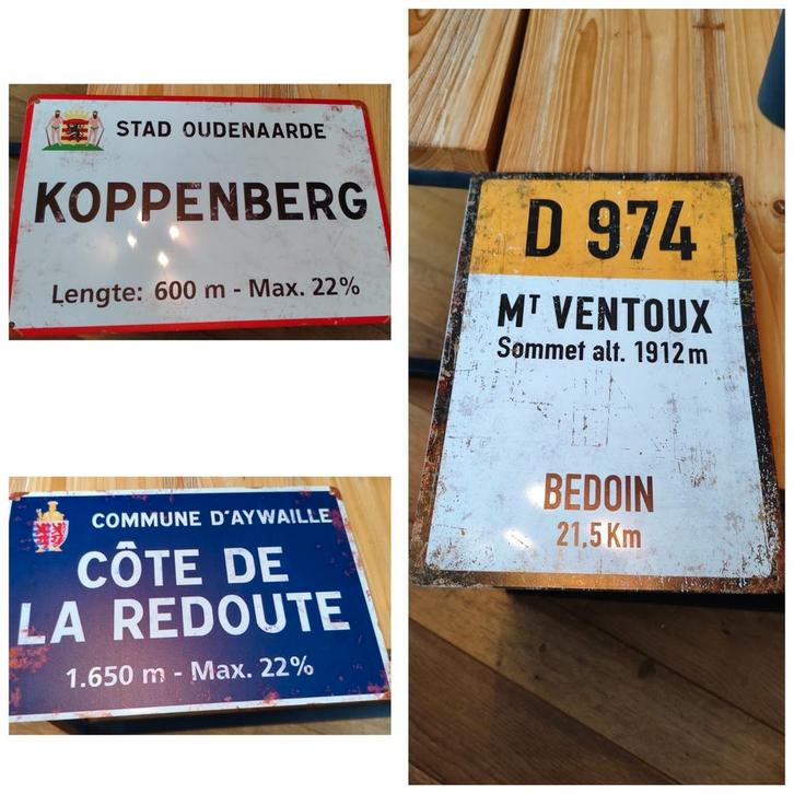 Metalen borden van wielrennen, Mont Ventou, Ronde,..., Verzamelen, Sportartikelen en Voetbal, Nieuw, Poster, Plaatje of Sticker