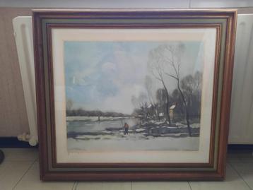 Schilderij Winterlandschap Saverys (R. Hebbelinck litho) beschikbaar voor biedingen