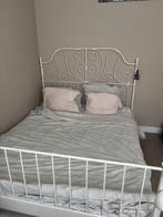 Dubbel ikea bed + Matrass, Ophalen, Gebruikt, Wit, Tweepersoons