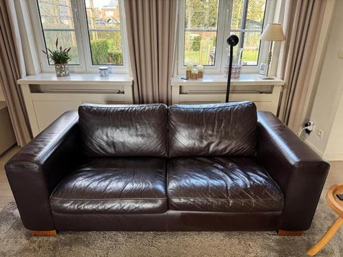 2x Bruine Leren Zetels (Machalke), Huis en Inrichting, Zetels | Zetels, Gebruikt, Rechte bank, Driepersoons, 200 tot 250 cm, 75 tot 100 cm