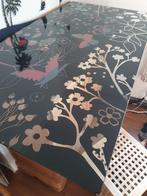 Bureau ou table sàm en verre Ikea motif nature pieds droits, Gebruikt, Ophalen, Bureau