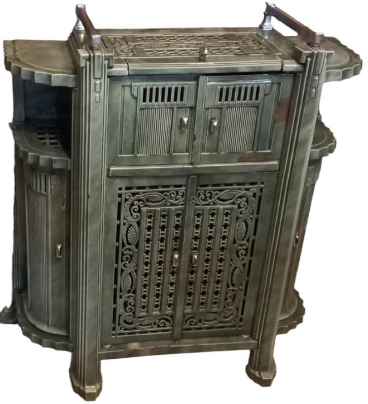 L F B Haren geëmailleerde houtkachel., Huis en Inrichting, Kachels, Gebruikt, Vrijstaand, Houtkachel, Hout, Ophalen