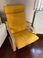 Gele fauteuil met voetsteun, Huis en Inrichting, Fauteuils, Ophalen, Hout, Nieuw, 75 tot 100 cm