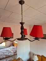 Vintage houten luster, Huis en Inrichting, Lampen | Kroonluchters, Ophalen