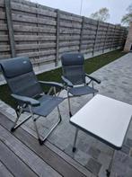 2 vouwstoelen en verstelbare tafel, Caravans en Kamperen, Kampeermeubelen, Ophalen, Zo goed als nieuw