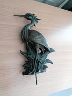 Decoratie reiger, vermoedelijk brons. H 22 cm. 1 kg., Tuin en Terras, Ophalen of Verzenden, Gebruikt