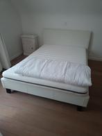 Wit lederen bed 140/190, Huis en Inrichting, Ophalen, Overige materialen, Wit, Tweepersoons