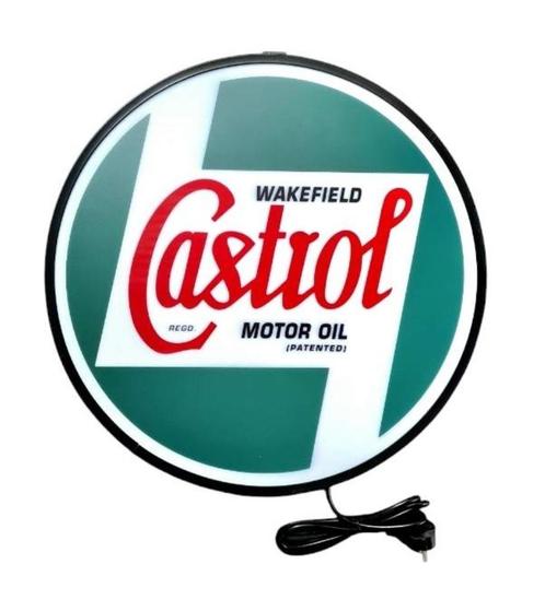 Castrol motor oil wand reclame decoratie verlichting lamp, Verzamelen, Merken en Reclamevoorwerpen, Nieuw, Lichtbak of (neon) lamp