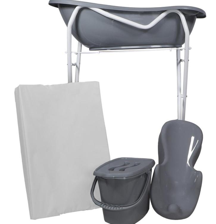 Grijs baby Badset Incl. Zwarte Badstandaard, Kinderen en Baby's, Badjes en Verzorging, Zo goed als nieuw, Badje, Overige merken