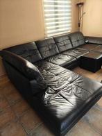 Zwart lederen hoeksalon!, Ophalen, Zo goed als nieuw