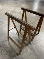 2 schragen in hout, Ophalen, Gebruikt, 70 tot 120 cm, Inklapbaar