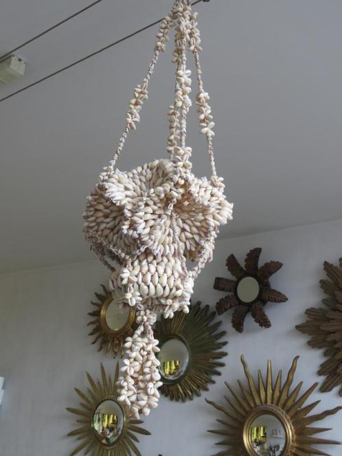 Vintage Boho schelpen (planten)hanger Shell Art, Antiek en Kunst, Curiosa en Brocante, Ophalen of Verzenden