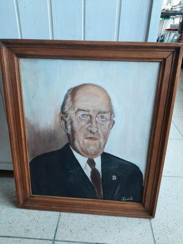 Portrait ancien sur toile Cadre en bois, Antiquités & Art