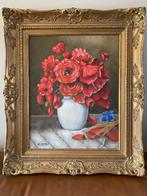 Schilderij rode bloemen, Antiek en Kunst, Ophalen