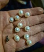 Vintage parelketting met 10 grate parels, Ophalen of Verzenden