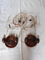 2 houten wandlampen, Huis en Inrichting, Ophalen, Gebruikt, Hout