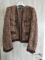 Bruine jas in brokaat met sierknopen Natan Collection, Maat 42/44 (L), Ophalen of Verzenden, Bruin, Zo goed als nieuw
