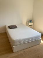 Bed twijfelaar (140cm) mét matras, Ophalen, Wit, 140 cm, Zo goed als nieuw