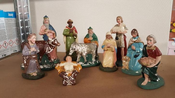 creche de Noel, Krippe, Christmas, kerststal beelden, Antiek en Kunst, Antiek | Religieuze voorwerpen, Ophalen of Verzenden